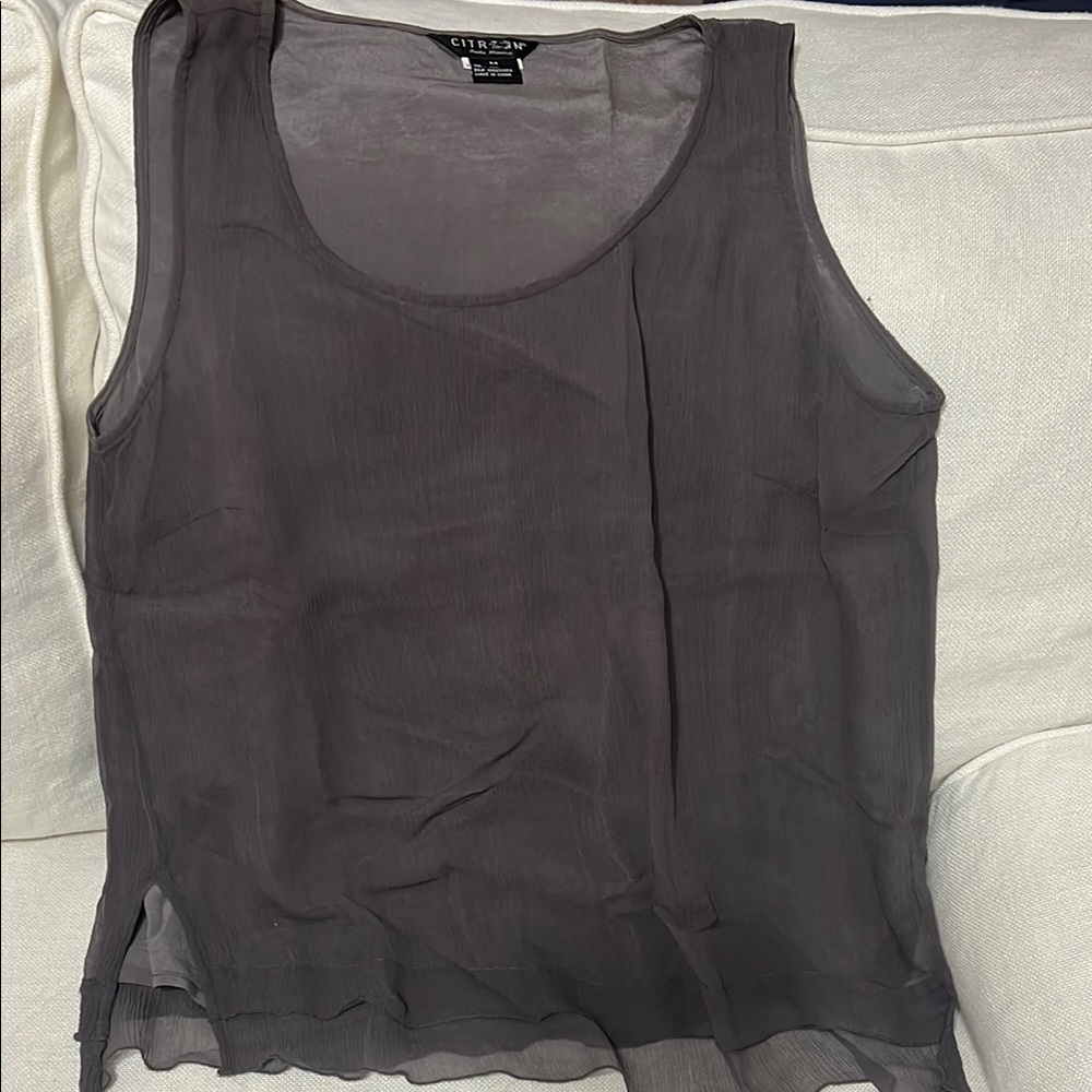 Citron Sheer Grey Sleeveless Top